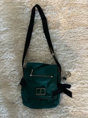Juicy Couture Green Crossbody Messenger Bag with Silver Hardware